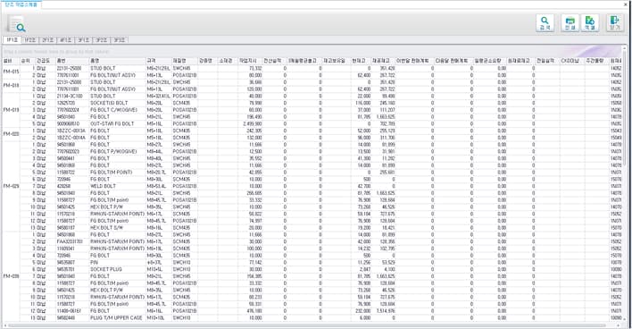 공정 설비 별 일정계획 조회
